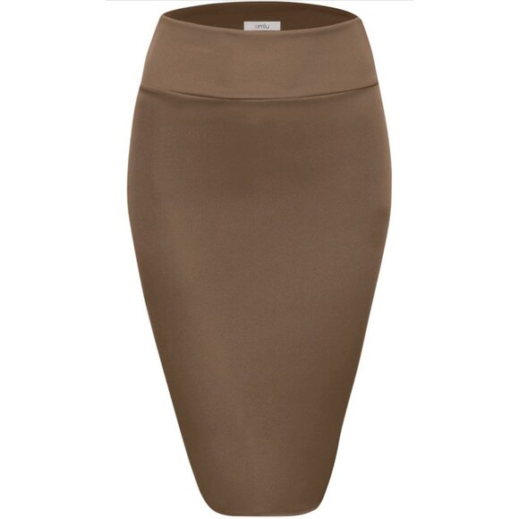 🍒 2/$20 🍒 Scuba Pencil Medium Mocha Bodycon Skirt Like New - Picture 1 of 3